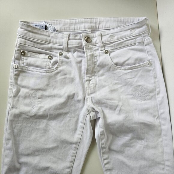 R13 Mid Rise Boy Skinny Jeans -  White SZ 26 Designer Luxury Denim Italy - Picture 3 of 12